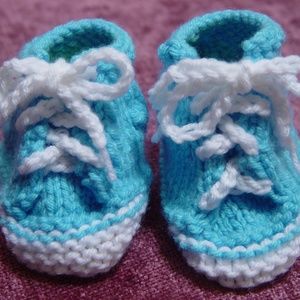 Hand Knit Baby Sneaker Booties